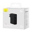 Baseus Netzwerkladegerät GaN5 Pro 2x USB-C und 1x USB-A, Schnellladegerät, 140 W + Typ-C-zu-Typ-C-Kabel, 1 m, Schwarz
