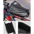 Borsa da bicicletta con copertura impermeabile per telefono, montaggio su manubrio e telaio, compatibile con telefoni fino a 18 cm di lunghezza, spazio di archiviazione 1,5 L, portacavo per cuffie, logo riflettente, West Biking, nero