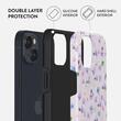 Funda para iPhone 14 Burga de doble capa con diseño de flores silvestres