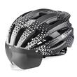 Casco ciclismo da strada e MTB con visiera magnetica removibile, spia led con ricarica usb, aerodinamico, ultraleggero, 24 canali di ventilazione, sistema di regolazione, taglia L (56-61 cm), EPS+PC, West Biking, nero
