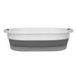 Laundry basket, 2 handles, foldable, silicone, gray and white, 25 L, 53.5x38x6/15/24 cm