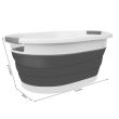 Laundry basket, 2 handles, foldable, silicone, gray and white, 25 L, 53.5x38x6/15/24 cm