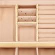 Portagioie, MDF, pelle ecologica e velluto, crema e rosa, con specchio, 17,5x14x12,5 cm, Springos