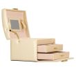 Portagioie, MDF, pelle ecologica e velluto, crema e rosa, con specchio, 17,5x14x12,5 cm, Springos