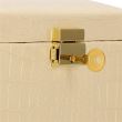 Portagioie, MDF, pelle ecologica e velluto, crema e rosa, con specchio, 17,5x14x12,5 cm, Springos