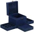 Boîte à bijoux, velours, bleu, 12x12x12 cm, Springos