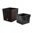 Vasi da fiori, Prosperplast, Rato Low, quadrati, simil rattan, marrone, 22,3x22,3x22,8 cm