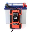 Intelligente autogelijkrichter met impulsreparatiefunctie, Foxsur, 12V 12A 24V 6A, 7 laadfasen, 9 bedrijfsmodi, Switchmode-technologie, LCD-scherm, auto, motorfiets, vrachtwagen, caravan, rood met zwart