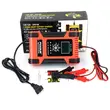 Intelligente autogelijkrichter met impulsreparatiefunctie, Foxsur, 12V 12A 24V 6A, 7 laadfasen, 9 bedrijfsmodi, Switchmode-technologie, LCD-scherm, auto, motorfiets, vrachtwagen, caravan, rood met zwart