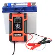 Intelligente autogelijkrichter met impulsreparatiefunctie, Foxsur, 12V 12A 24V 6A, 7 laadfasen, 9 bedrijfsmodi, Switchmode-technologie, LCD-scherm, auto, motorfiets, vrachtwagen, caravan, rood met zwart
