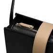 Urban Vanilla, Borsa in pelle strutturata con design lungo AMANDA, Nero/Beige