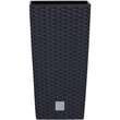 Square flower pot, RATO square, 22.5x22.5x42.1 cm, 8/16.3 L, imitation rattan, black, Prosperplast