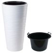 Maceta decorativa, redonda, alta, blanca, 39x75 cm, Sand Slim