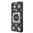 Guess Case 4G Goud Gegalvaniseerd Pioenmotief Samsung Galaxy S25 Ultra Zwart
