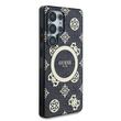 Guess Case 4G Goud Gegalvaniseerd Pioenmotief Samsung Galaxy S25 Ultra Zwart