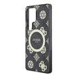 Guess Case 4G Goud Gegalvaniseerd Pioenmotief Samsung Galaxy S25 Ultra Zwart