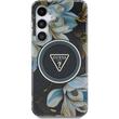 Coque Guess Glitter Flowers Triangle Buttons MagSafe Samsung Galaxy S25 Noir