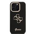 Guess Husa Grained 4G Logo Stand Camera Frame iPhone 15 Pro Negru