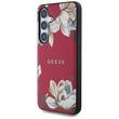 Guess hoesje met korrelig bloemenpatroon MagSafe Samsung Galaxy S25 fuchsia