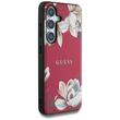 Guess hoesje met korrelig bloemenpatroon MagSafe Samsung Galaxy S25 fuchsia