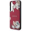 Guess hoesje met korrelig bloemenpatroon MagSafe Samsung Galaxy S25 fuchsia