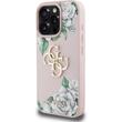 Custodia Guess Grained Roses 4G con logo in metallo per iPhone 16 Pro Rosa