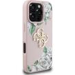 Custodia Guess Grained Roses 4G con logo in metallo per iPhone 16 Pro Rosa