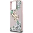 Custodia Guess Grained Roses 4G con logo in metallo per iPhone 16 Pro Rosa