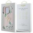 Custodia Guess Grained Roses 4G con logo in metallo per iPhone 16 Pro Rosa