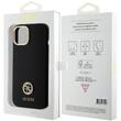 Guess Hoesje Vloeibaar Siliconen 4G Strass Metaal Logo iPhone 15 Zwart