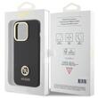 Guess Case Liquid Silicone 4G Strass Metal Logo iPhone 15 Pro Max Black