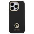 Guess Case Liquid Silicone 4G Strass Metal Logo iPhone 15 Pro Max Black