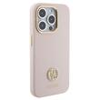 Custodia Guess Silicone Liquido 4G Strass Metal Logo iPhone 15 Pro Rosa