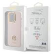 Custodia Guess Silicone Liquido 4G Strass Metal Logo iPhone 15 Pro Rosa