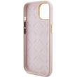 Guess Husa Liquid Silicone 4G Strass Metal Logo iPhone 15 Roz