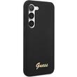 Custodia Guss in silicone liquido con logo in metallo per Samsung Galaxy S23, nera