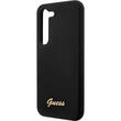 Custodia Guss in silicone liquido con logo in metallo per Samsung Galaxy S23, nera