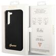 Custodia Guss in silicone liquido con logo in metallo per Samsung Galaxy S23, nera