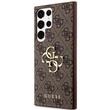 Custodia Guess PU 4G Logo in metallo per Samsung Galaxy S24 Ultra Marrone