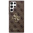 Custodia Guess PU 4G Logo in metallo per Samsung Galaxy S24 Ultra Marrone