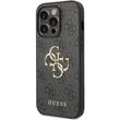 Guess PU 4G Metalen Logo Case iPhone 15 Pro Grijs