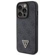 Guess Husa PU 4G Strass Triangle Metal Logo iPhone 15 Pro Max Negru