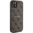 Custodia Guess in pelle PU 4G Anello colorato MagSafe iPhone 15 Marrone