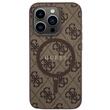 Custodia Guss in pelle PU 4G con anello colorato MagSafe per iPhone 15 Pro Max Marrone