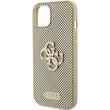 Guess Husa Perforated 4G Glitter Metal Logo iPhone 15 Auriu