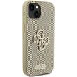 Guess Husa Perforated 4G Glitter Metal Logo iPhone 15 Auriu