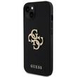 Guess Hoesje Geperforeerd 4G Glitter Metaal Logo iPhone 15 Zwart
