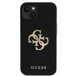 Guess Hoesje Geperforeerd 4G Glitter Metaal Logo iPhone 15 Zwart