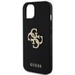 Guess Hoesje Geperforeerd 4G Glitter Metaal Logo iPhone 15 Zwart