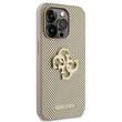 Guess Case Geperforeerd 4G Glitter Metaal Logo iPhone 15 Pro Goud